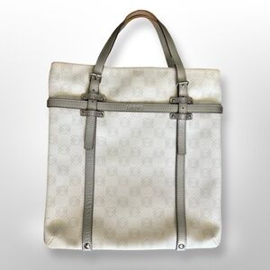Auth LOEWE Anagram - Silver and Light gray White PVC Leather Women's Tote Bag